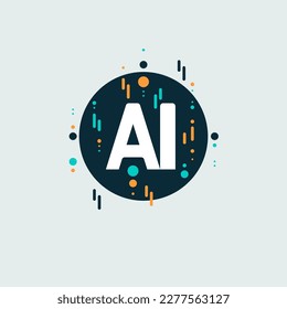 Artificial intelligence and Machine learning concept logo. AI monogram initials letter text alphabet symbol. Neural networks and another modern technologies concept. Technology sci-fi concept. Vector