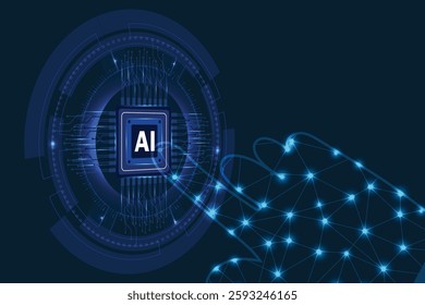 Artificial Intelligence and Machine Learning Concept, Big data innovation technology Background 