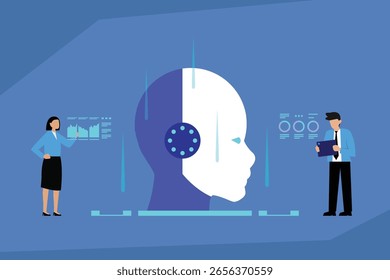 Artificial Intelligence and Machine Learning Data Analysis 2d vector illustration