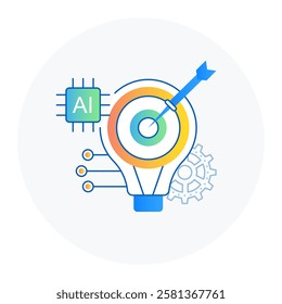 Artificial Intelligence and Machine Learning Icon, Smart Innovation and AI Technology Symbol