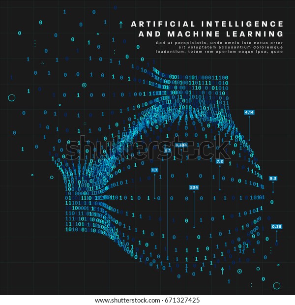 人工知能と機械学習情報技術のインフォグラフィックベクターイラスト ビジネスおよびセンス向けのプレゼンテーション ポスター カバー用のビッグデータアルゴリズムのビジュアル化 のベクター画像素材 ロイヤリティフリー