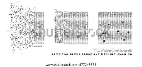 人工知能と機械学習情報技術のインフォグラフィックベクターイラスト ビジネスや科学のプレゼンテーション ポスター カバーに関するビッグデータアルゴリズムのビジュアル化 のベクター画像素材 ロイヤリティフリー 677345578