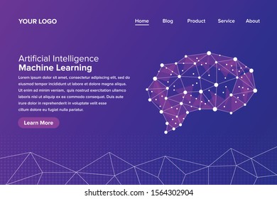 Artificial Intelligence Machine Learning Landing Page Design Vector