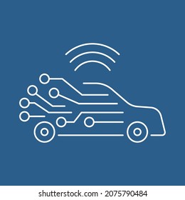 Artificial intelligence and machine learning line icon. AI driving. Simple thin outline pictogram. AI concept. Innovative robotic technology element. Cpu,cloud. Editable stroke vector illustration