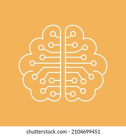 Artificial intelligence and machine learning line icon. Robotic brain. Simple thin outline pictogram. AI concept. Innovative robotic technology element. Cpu,cloud. Editable stroke vector illustration