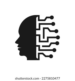 Artificial intelligence. Machine learning, Neuron technology icon concept flat style isolated on white background. Vector illustration