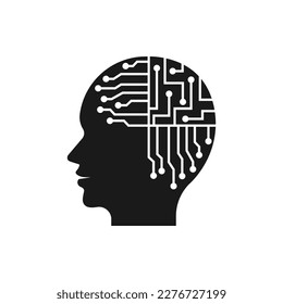 Artificial intelligence. Machine learning, Neuron technology icon concept flat style isolated on white background. Vector illustration