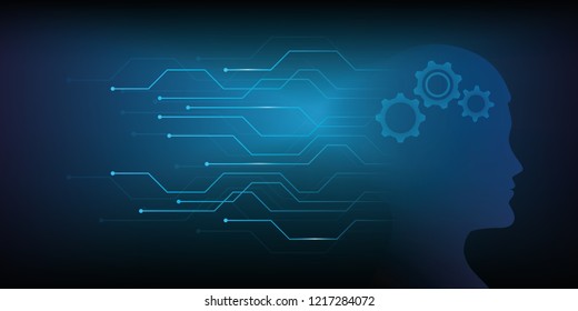 artificial intelligence male head with wheels digital technology vector illustration EPS10