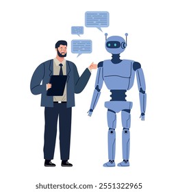 artificial intelligence with man talking isolated
