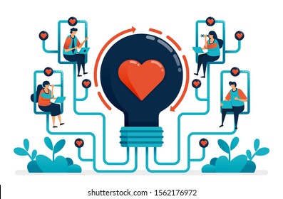 Artificial intelligence to match partner and relationship. Ideas for matchmaker. Ideas for love, marriage, engagement. Light bulb with heart. Illustration of website, banner, poster, invitation, card