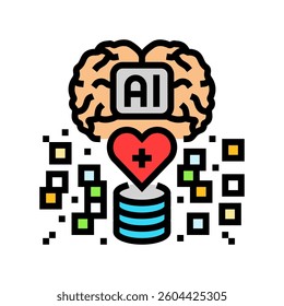 artificial intelligence with medical data color icon vector. artificial intelligence with medical data sign. isolated symbol illustration