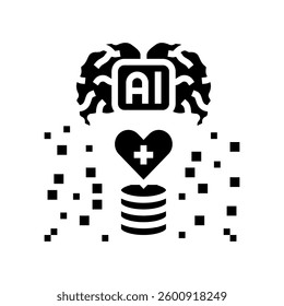 artificial intelligence with medical data glyph icon vector. artificial intelligence with medical data sign. isolated symbol illustration