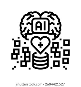 artificial intelligence with medical data line icon vector. artificial intelligence with medical data sign. isolated contour symbol black illustration