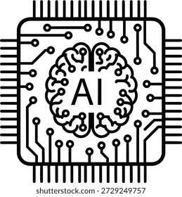 Artificial intelligence microchip brain illustration