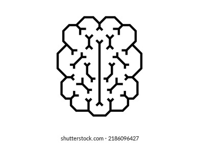 Artificial Intelligence Microchip Digital Graphic Brain. AI Chip Board Circuit Line Icon. Neural Networks Processor Line Symbol. CPU Center Computer System Sign. Futuristic Data Technology. Vector Eps