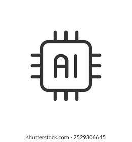 Ícone de vetor plano de microchip de inteligência artificial isolado no fundo branco