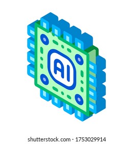 Artificial Intelligence Microchip vector isometric sign. color isolated symbol illustration