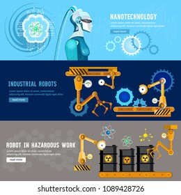 Artificial intelligence, microchips, people and computers. Robots in the industry. Creation and programming robots, nanotechnology