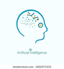 Artificial intelligence mind and eye simple vector, illustration. Algorithm digital programming concept.