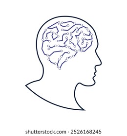 Ícone Inteligência Artificial, Cérebro Humano Minimalista e Ilustração de Cabeça