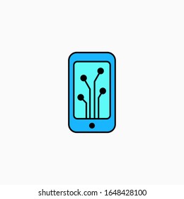 Artificial intelligence mobile phone icon. Vector AI technology concept symbol or design element in flat style.