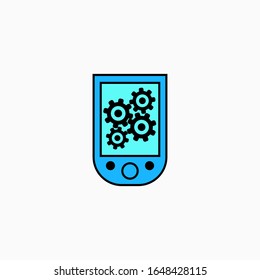 Artificial intelligence mobile phone icon. Vector AI technology concept symbol or design element in flat style.