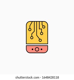 Artificial intelligence mobile phone icon. Vector AI technology concept symbol or design element in flat style.
