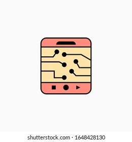 Icono de teléfono móvil de inteligencia artificial. Símbolo de concepto de tecnología Vector AI o elemento de diseño en estilo plano.