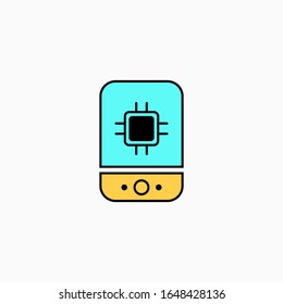 Icono de teléfono móvil de inteligencia artificial. Símbolo de concepto de tecnología Vector AI o elemento de diseño en estilo plano.