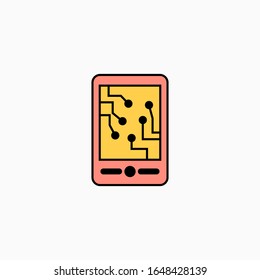 Artificial intelligence mobile phone icon. Vector AI technology concept symbol or design element in flat style.