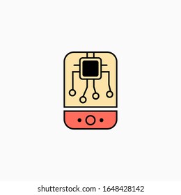 Artificial intelligence mobile phone icon. Vector AI technology concept symbol or design element in flat style.