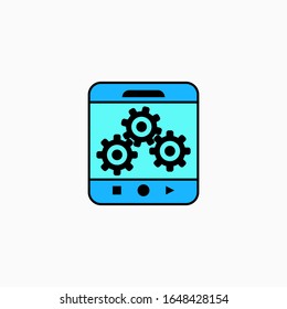 Artificial intelligence mobile phone icon. Vector AI technology concept symbol or design element in flat style.