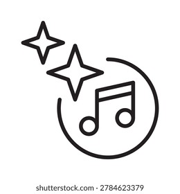 Artificial intelligence music, melody, and automated audio generation line icon.