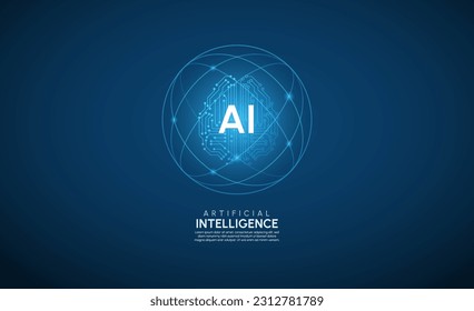 Artificial intelligence network concept background template Vector illustration.