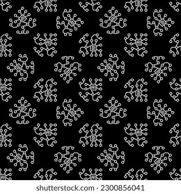 Artificial Intelligence Network concept outline dark seamless pattern or AI vector background 