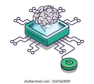 Konzept zur Darstellung von künstlichem Intelligenznetzwerk in isometrischer Abbildung