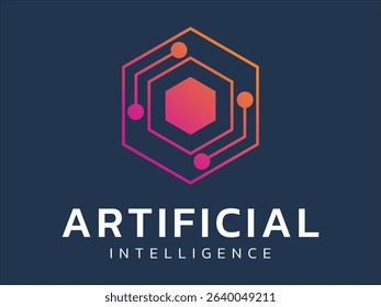 Artificial intelligence with network lines in hexagon network lines technology Analysis logo vector design concept. AI technology logotype symbol for advance technology, ui, identity, robotic, website