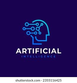 Artificial Intelligence Neueal Network Head Brain Technology Logo