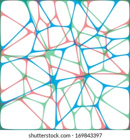 Artificial intelligence neuron cell structure. Digital neural AI network illustration. Polygonal molecular structure of brain neurotransmitters. Vector background