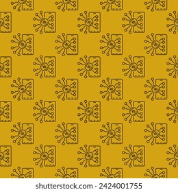 Artificial Intelligence - New AI Smartphone vector concept yellow seamless pattern in thin line style