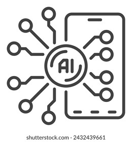 Inteligencia Artificial - Nuevo icono o símbolo de concepto de smartphone AI en estilo de línea delgada