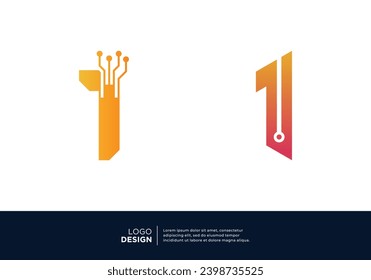 Artificial Intelligence Number 1 logo design.