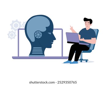 Artificial intelligence office work,robotic process automation illustration exclusive design inspiration Pro Vector