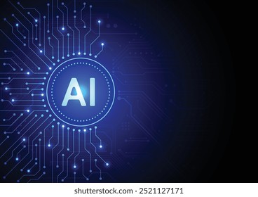 Inteligência artificial em placa de circuito em tecnologia futurista conceito arte para web, banner, cartão, capa. Ilustração vetorial