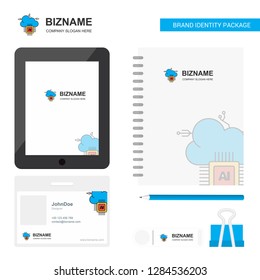 Artificial intelligence on cloud Business Logo, Tab App, Diary PVC Employee Card and USB Brand Stationary Package Design Vector Template