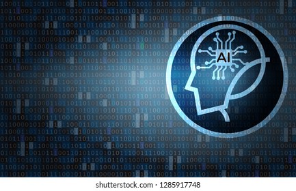 Artificial Intelligence on digital background  - Vector