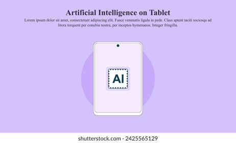 Artificial Intelligence on tablet, flat style illustration concept.