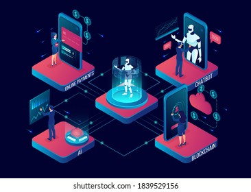 Artificial intelligence in online banking and customer assistance concept