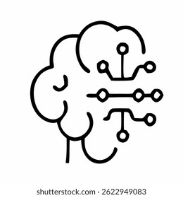 Icono de contorno de inteligencia artificial con fondo blanco