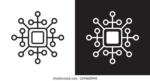 Artificial intelligence outline style icon design vector. Circuit chip digital smart mind network symbol illustration.	